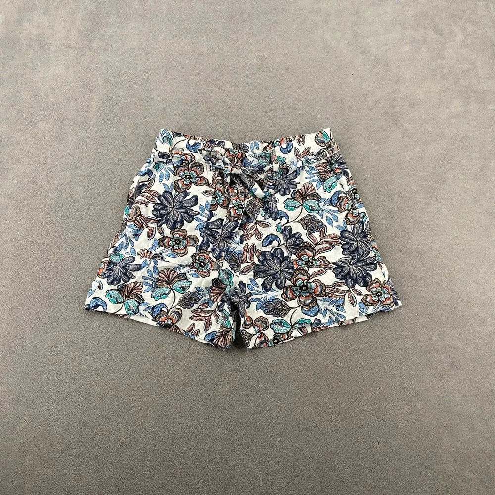 A.N.A Shorts Womens Small Multicolor Floral Linen High Rise Drawstring‎